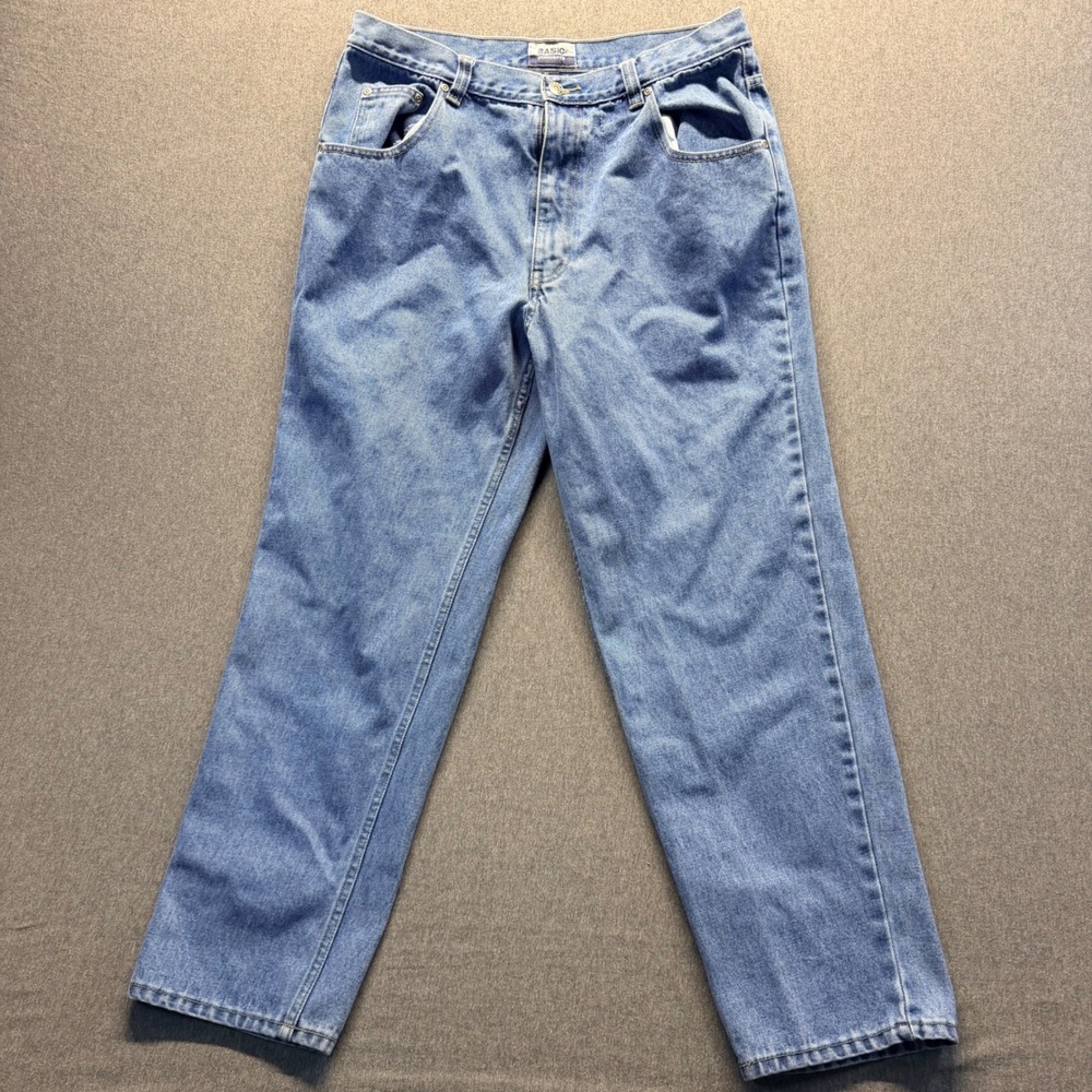 Basic Concepts Mens Straight Leg Denim Jeans Medium Wash Blue Size 36x30